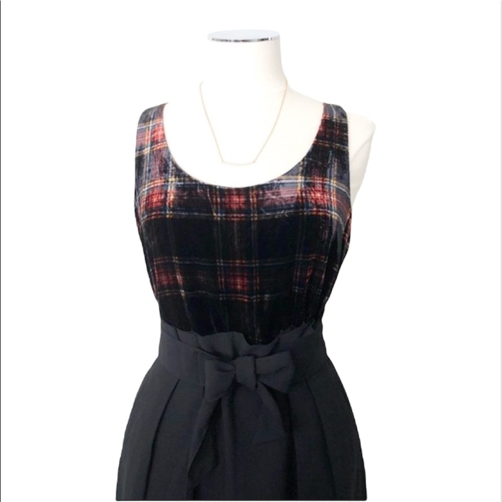 J. CREW Women’s Black Red Velvet Tank Top Size 8 Stewart Tartan Sleeveless - Picture 6 of 15